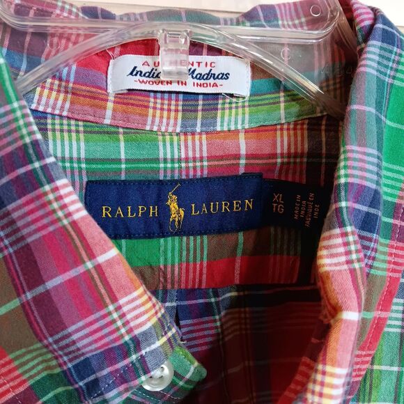 Ralph Lauren Authentic Indian Madras Men's Short Sleeve Button Down‎ Shirt - XL - Picture 3 of 3